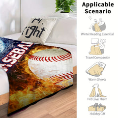 Baseball Pattern Throw Blanket Soft Fluffy Blanket for Couch Bed Home Decor