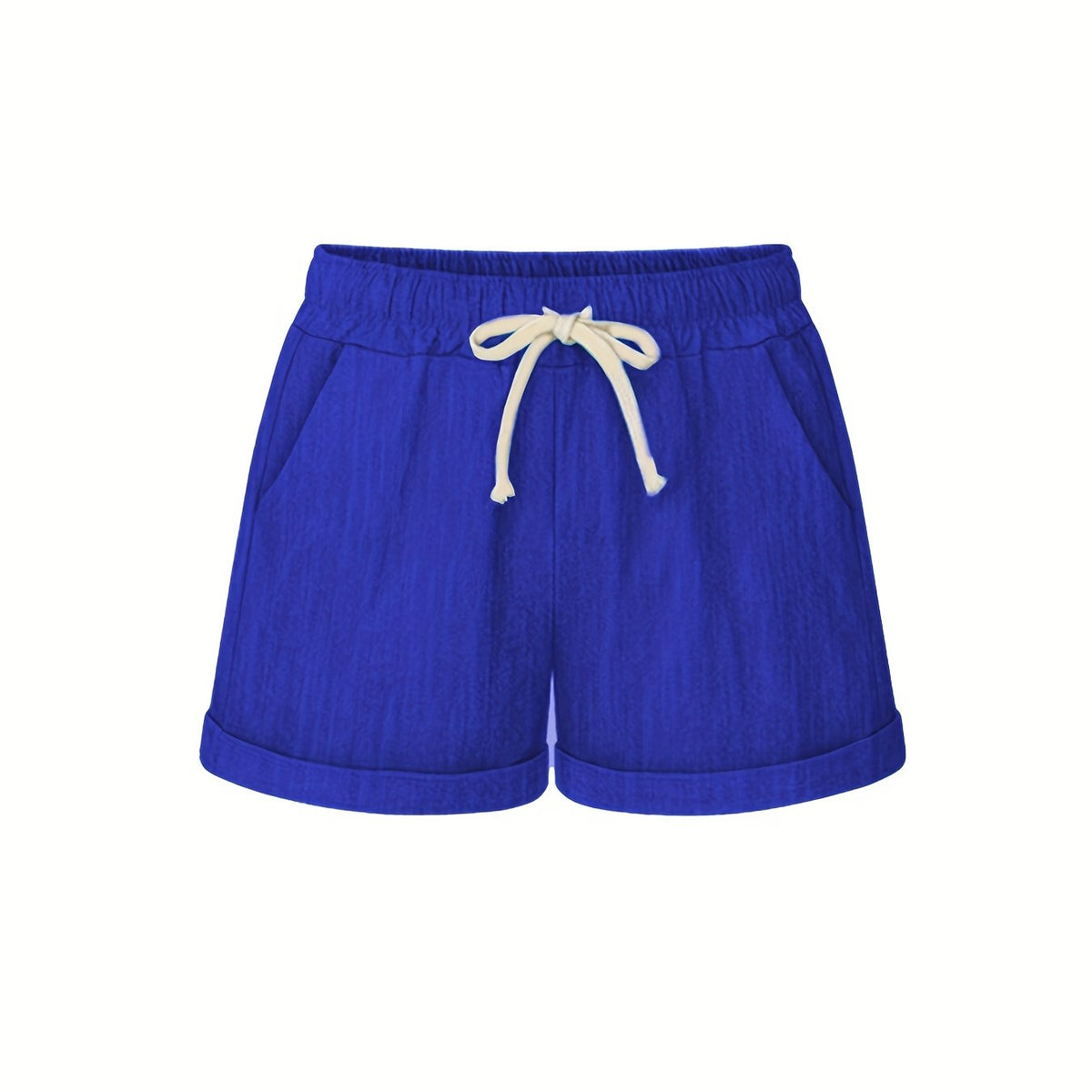 Solid Drawstring Elastic Waist Shorts Plus Size