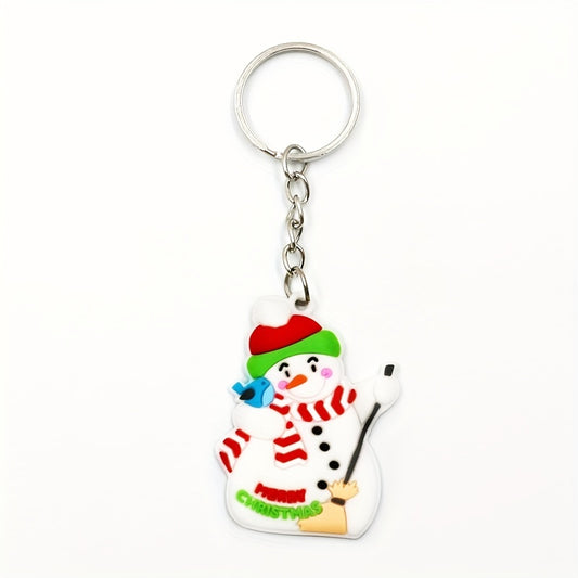 3pcs Christmas Figure & Tree Charm Keychain Party Gift PVC Rubber Pendants