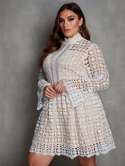  Bell Sleeve Mock Neck Dress