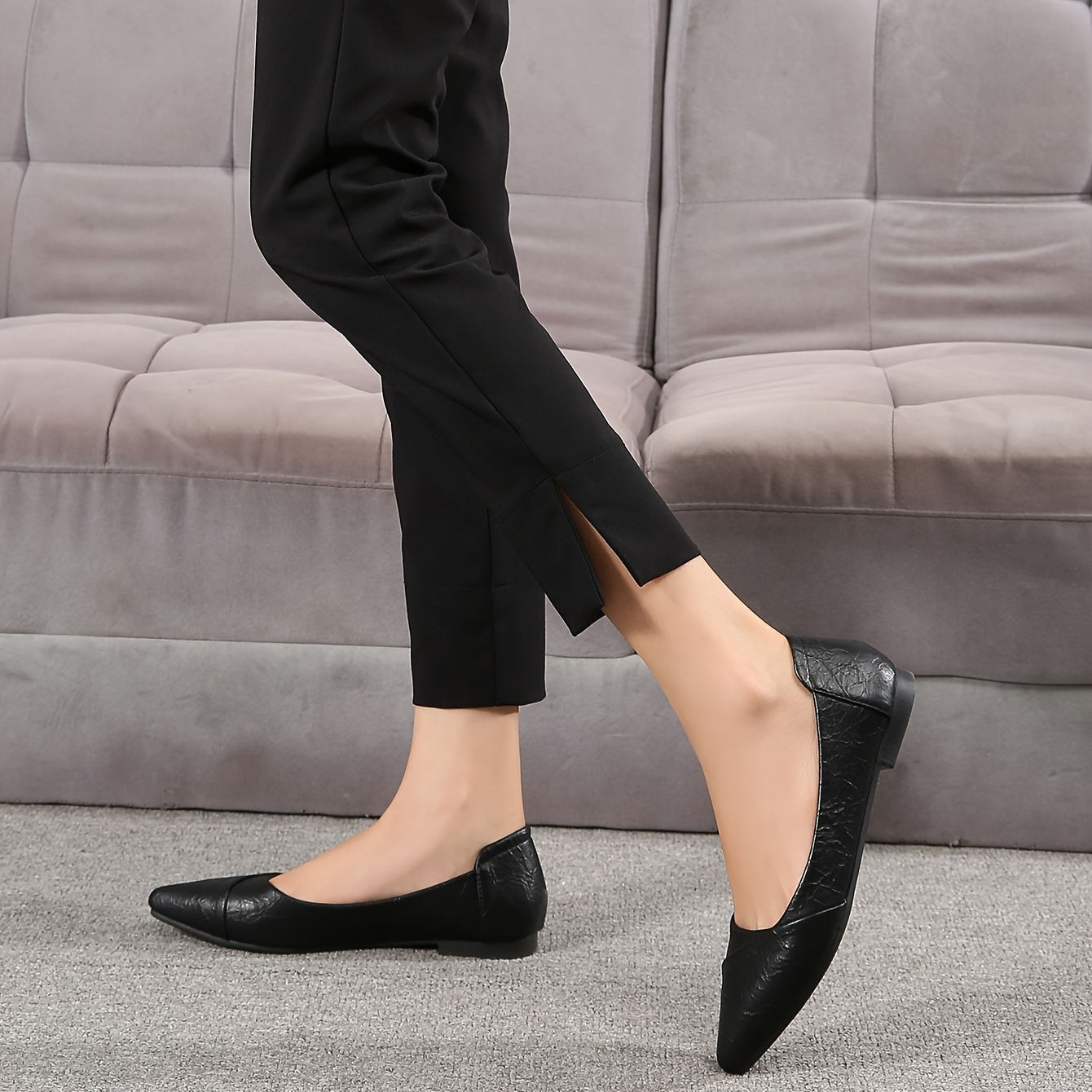 Women's Pointed Toe Ballet Flats Slip On Shoes Comfy Walking Flats