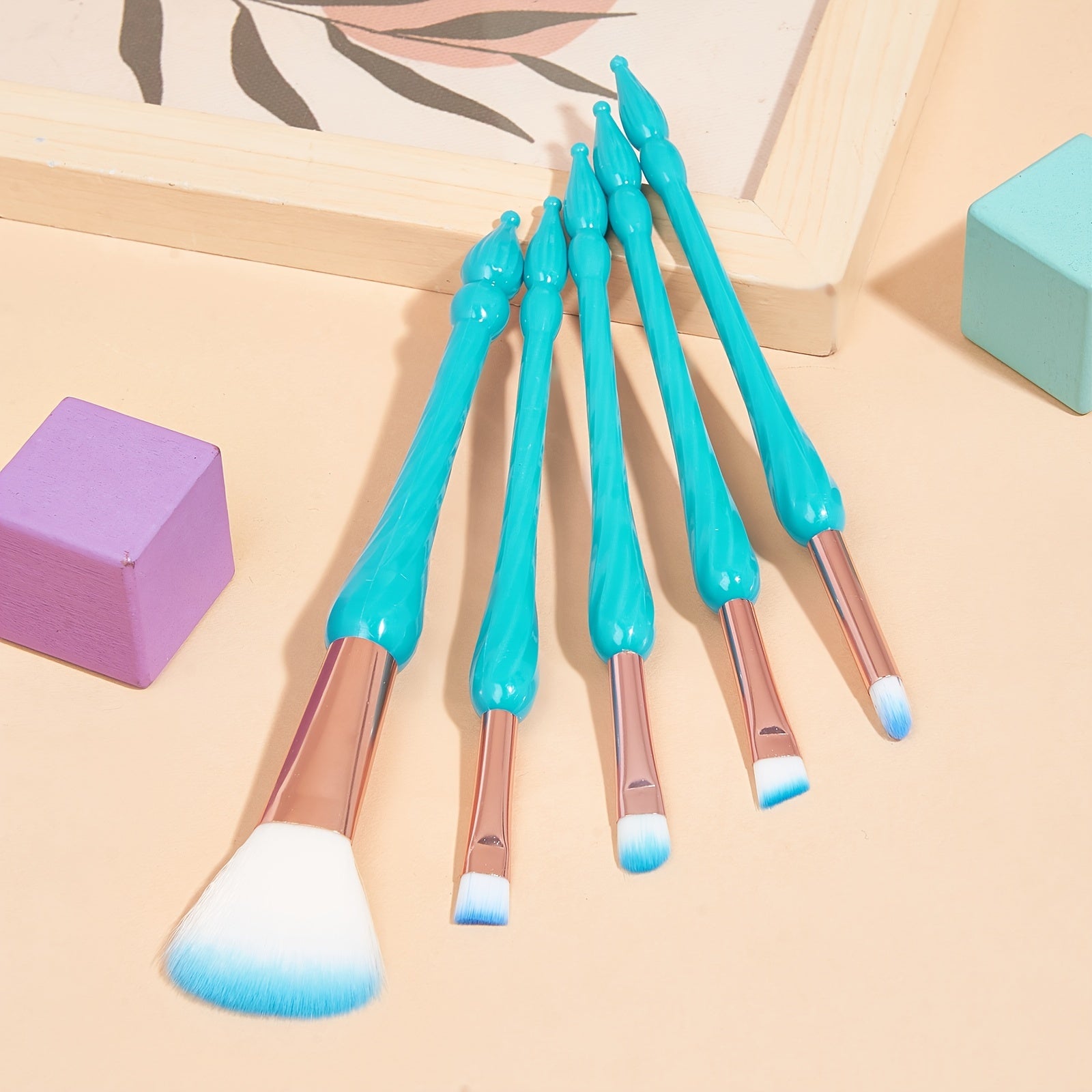 5pc Gourd Handle Makeup Brush Set for Eyebrows Eyeshadow Concealer