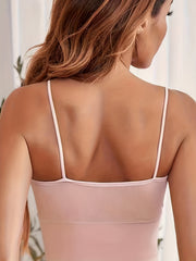 Solid Cami Crop Top V Neck Slim Fit Sleeveless Top
