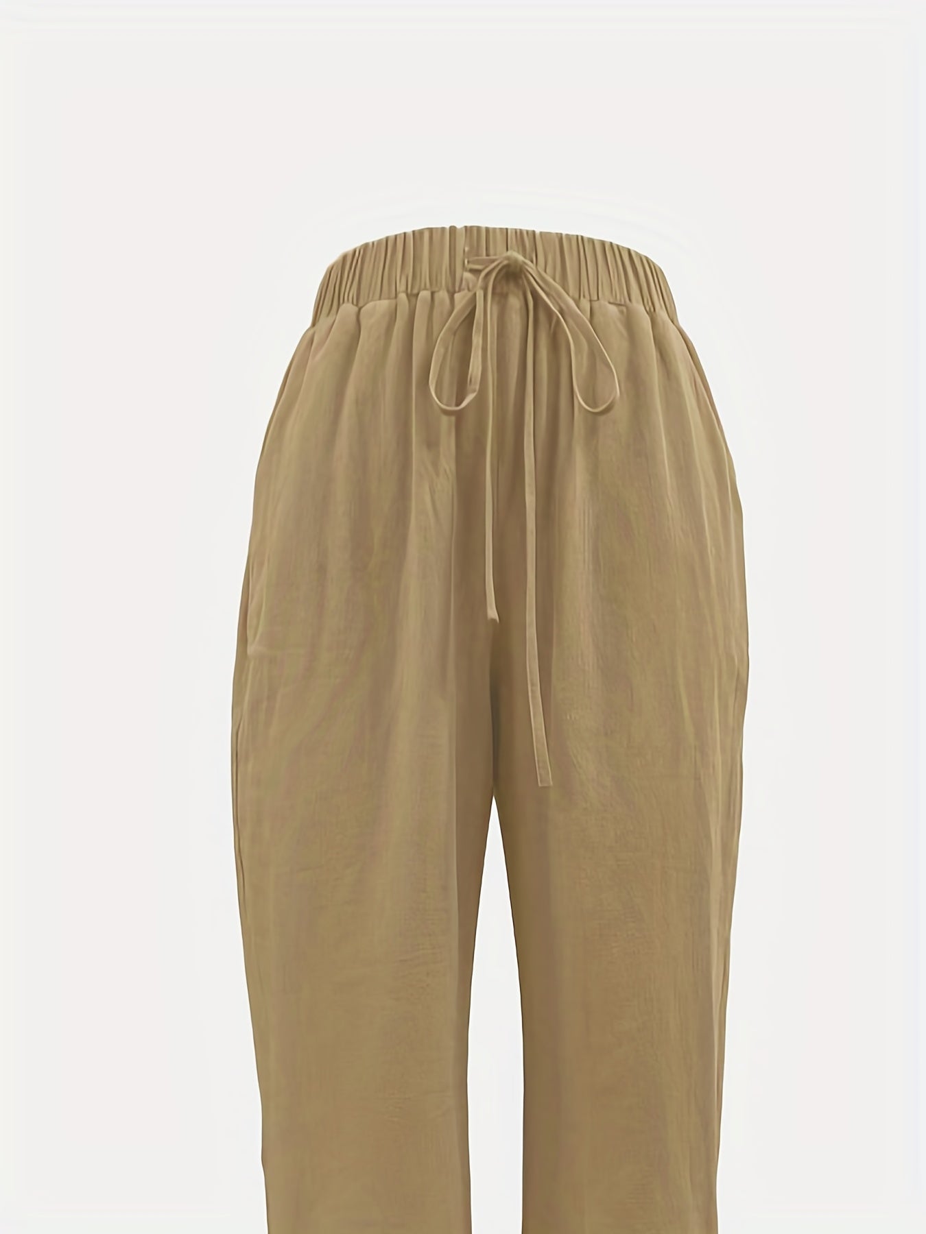 Solid Drawstring Straight Leg Pants for Spring & Summer