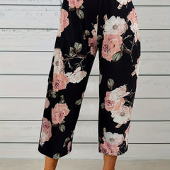 Women's Plus Floral Print High Rise Cropped Trouser