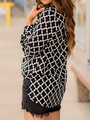  Geometric Print Long Sleeve Blouse