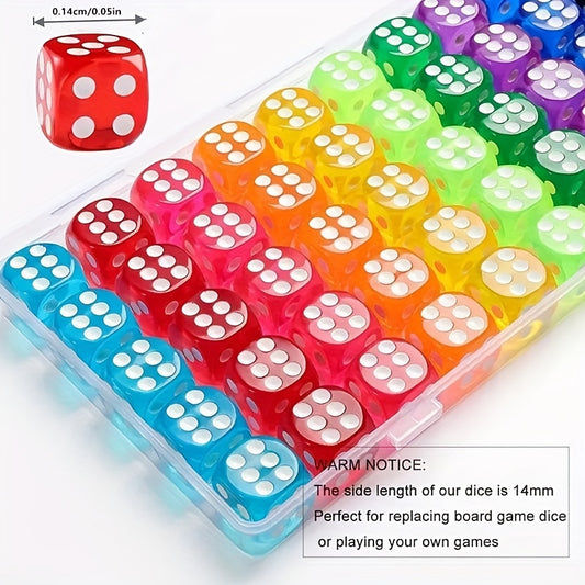 30Pcs 6 Sided Portable Table Games Dice 14MM Acrylic Round Corner