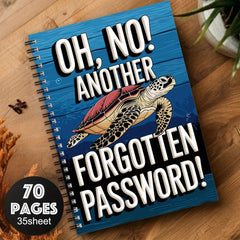 Spiral Password Notebook Logbook Turtle Cover 70 Pages