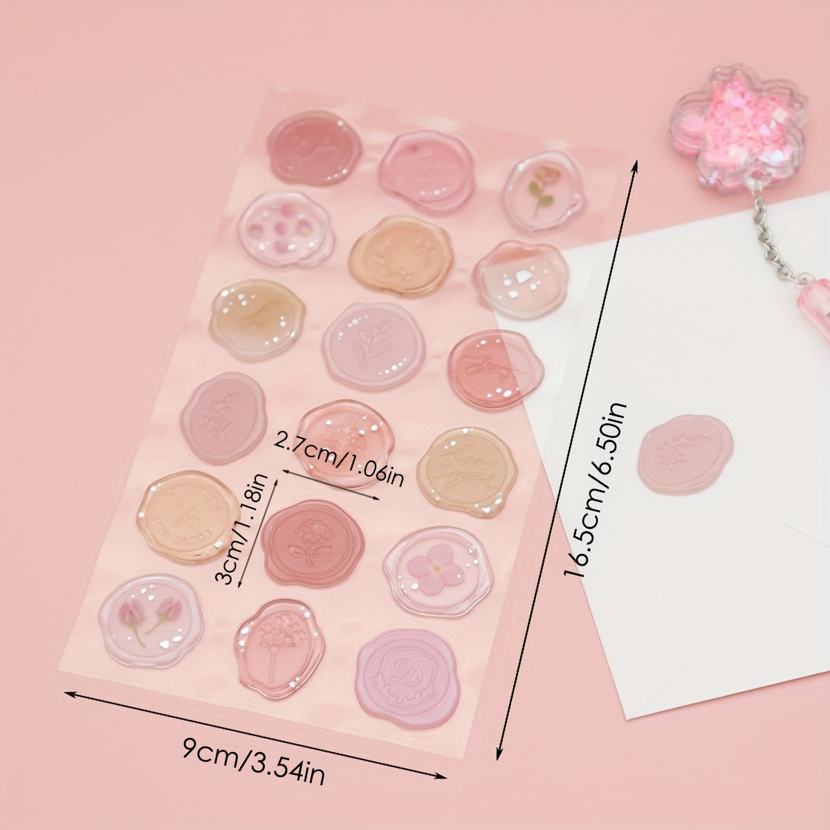 18pcs DIY Pink Flower Plant Seal Stickers