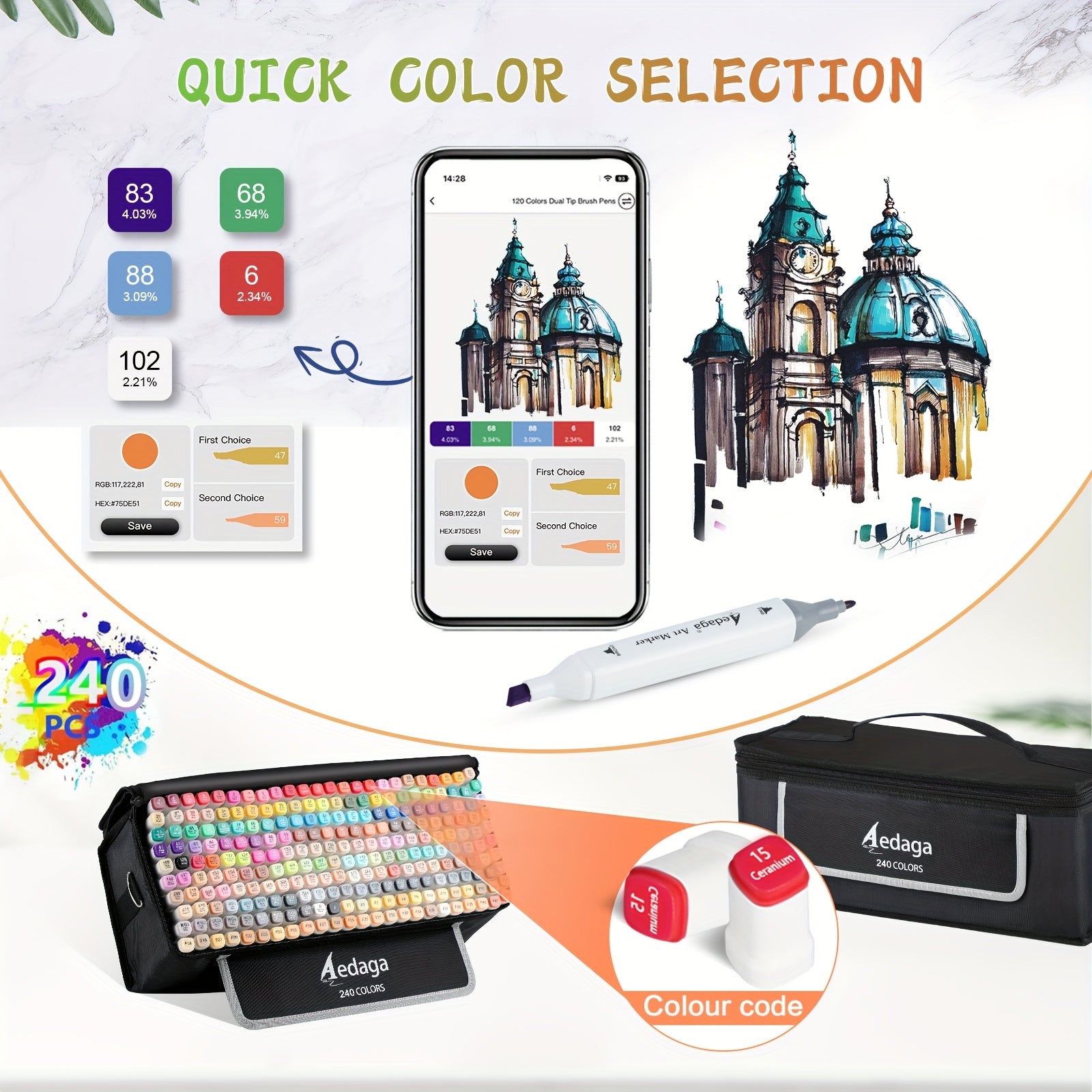 Alcohol Markers Dual Tip Art Markers with Kickstand Case