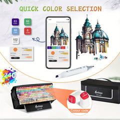Alcohol Markers Dual Tip Art Markers with Kickstand Case