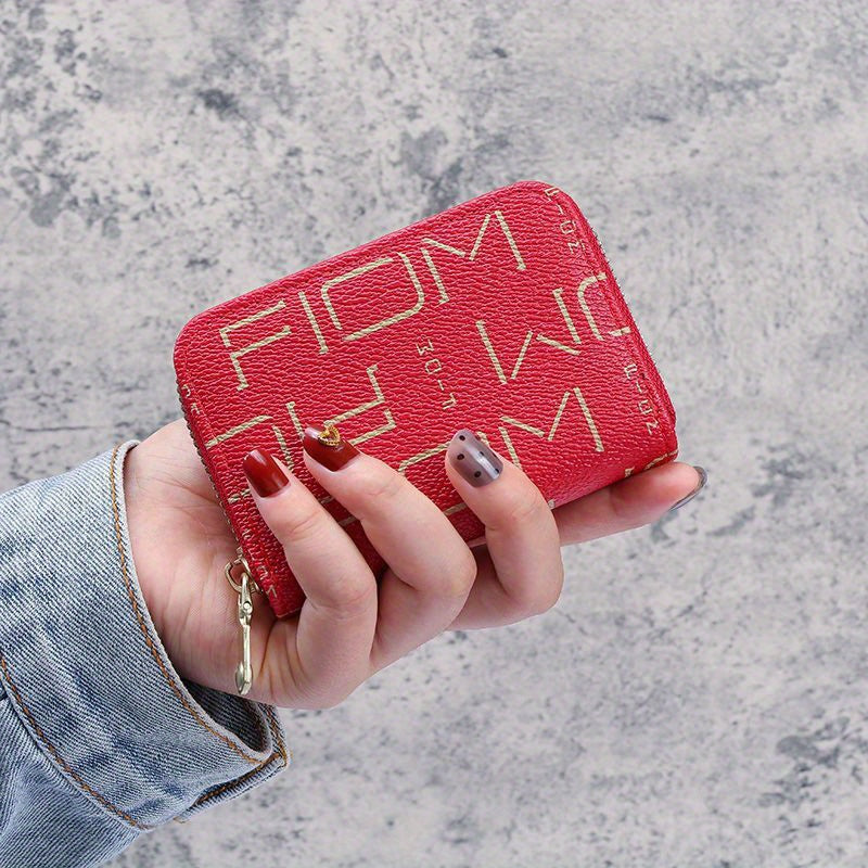 Vintage Letter Pattern Short Wallet Zipper Coin Purse Classic Card Case