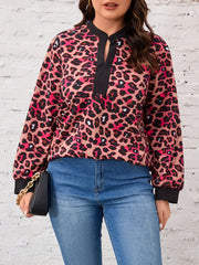  Leopard Print Lantern Sleeve Top