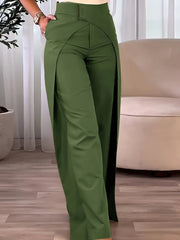  Layered Warp High Rise Straight Leg Trousers