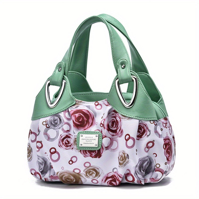 Floral Print Satchel Purse for Women - Faux Leather Work Bag