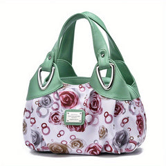 Floral Print Satchel Purse for Women - Faux Leather Work Bag