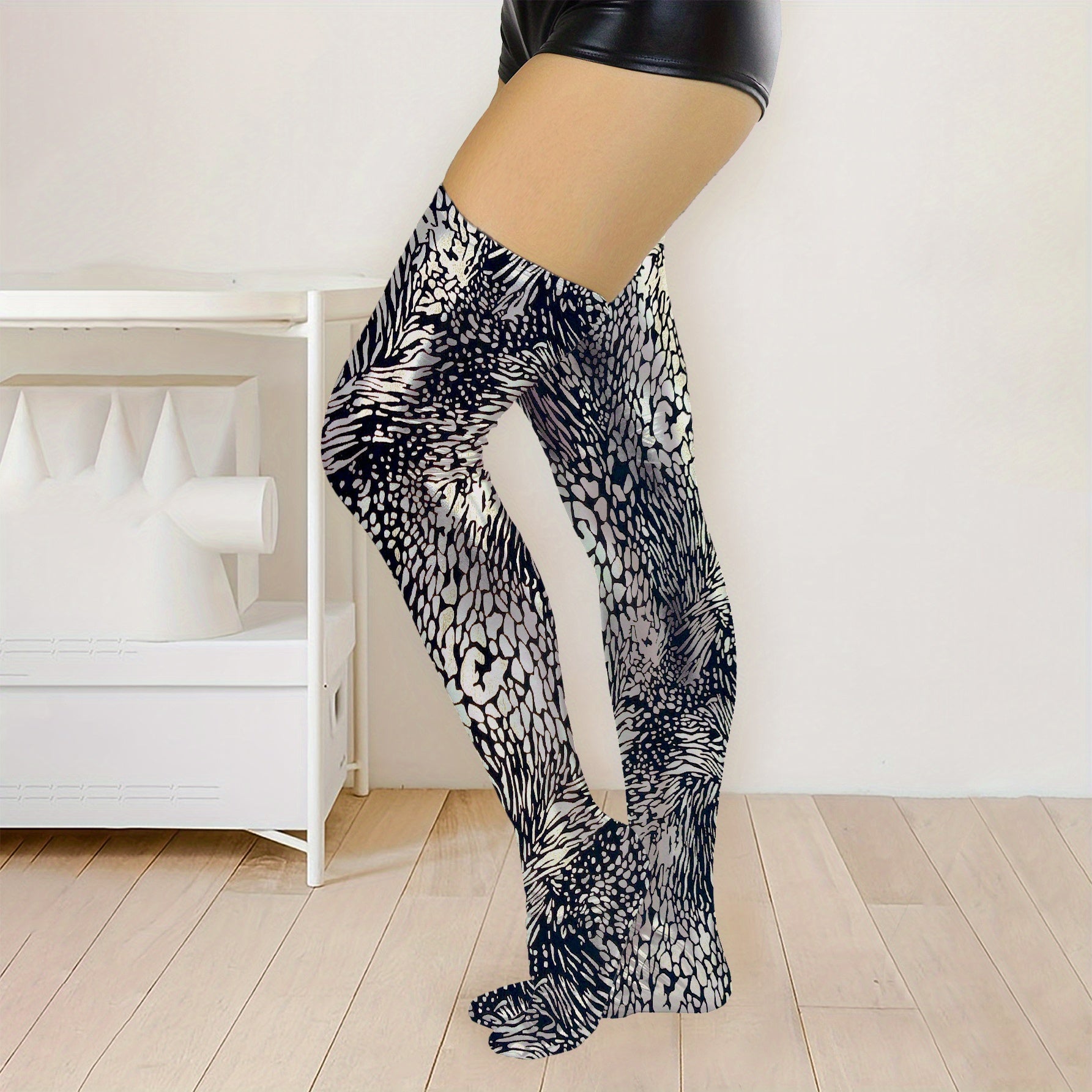 Sparkly Thigh High Socks Stretch Over Knee Stockings