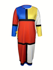 Women's Plus Colorblock Long Sleeve Maxi Dress