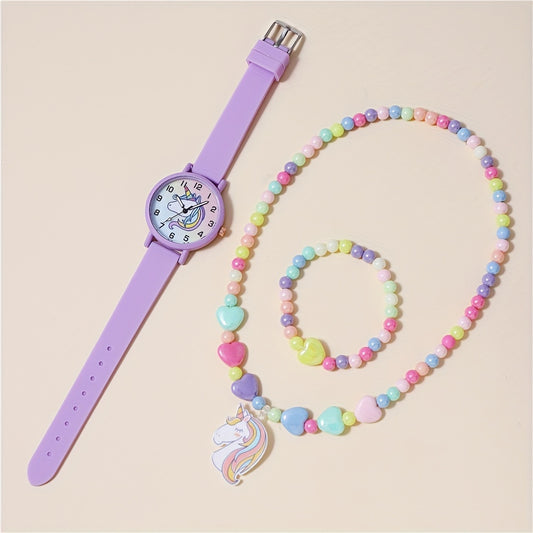 Kids Unicorn Silicone Quartz Watch Set