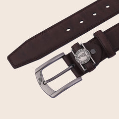 Men's Coffee Brown Double Line Perforated Belt