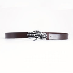 Men's Leather Buckle Belt Skull Hand Pattern Decorative Belt