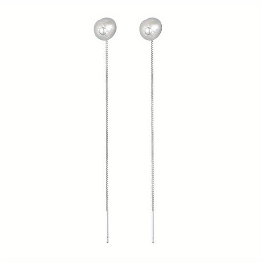 Pearl Tassel Earrings Chain Thread Gift For Girls