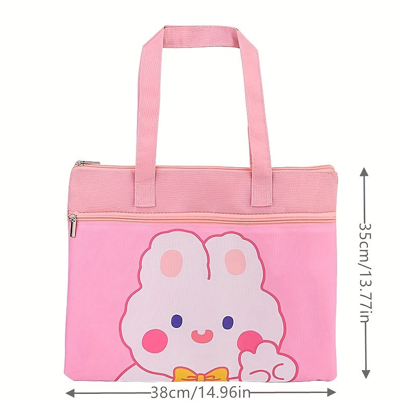 Double File Bags Portable Zipper Bags Homework Bags Elementary School Students