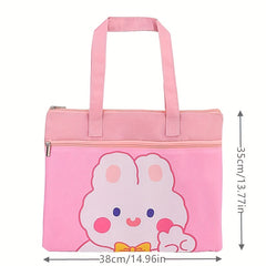 Double File Bags Portable Zipper Bags Homework Bags Elementary School Students