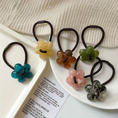 Jelly Flower Button Hair Tie Elastic Ponytail Holder Hair Accessories