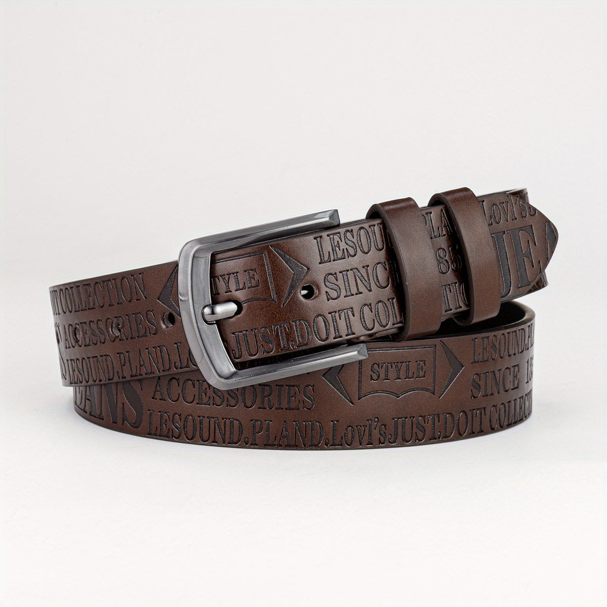 Print Letter Pattern PU Belt Casual Men's Leather Belt