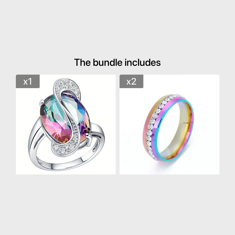 Stainless Steel Crystal Couple Ring Men Women