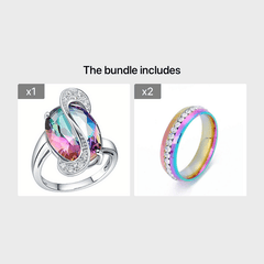 Stainless Steel Crystal Couple Ring Men Women