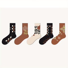 Men's Vintage Stripe Crew Socks Cotton Blend Casual Unisex Sock