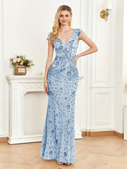 Sequined Cap Sleeve Dress for Party & Banquet