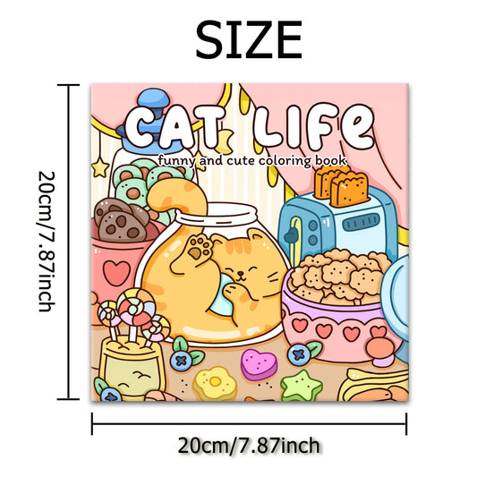 Cat Life Adult Coloring Book - 24 Pages of Adorable Cat Illustrations