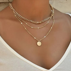 Women's Chain Disc Layered Necklace for Party