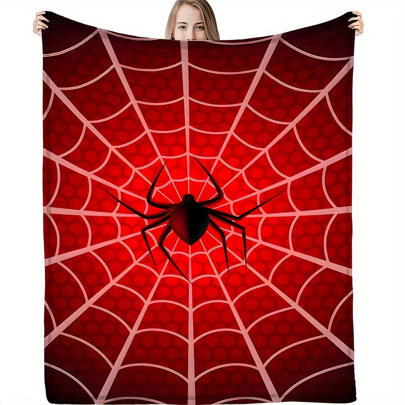 Spider Printed Linen Blanket Warm Soft for Sofa Bed Camping Travel