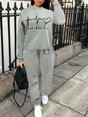Casual Long Sleeve Sweatshirt & Joggers Pants Set