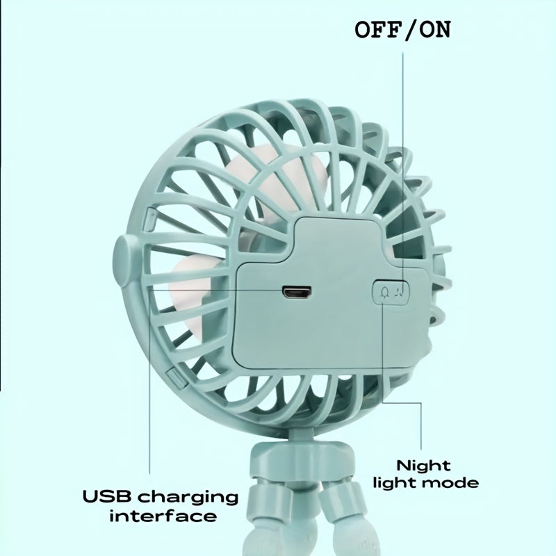 Portable Octopus Cart Fan USB Charging 3 Speed 600mAh