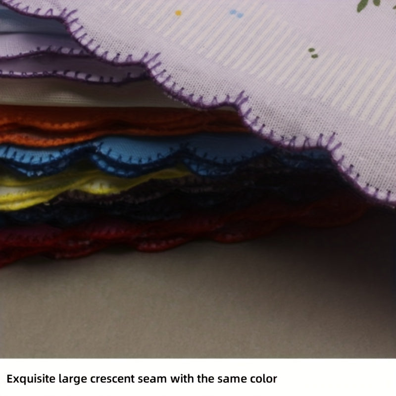 Crescent Edge Square Scarf Flower Print Lightweight Handkerchief