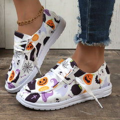 Halloween Pumpkin Ghost Lightweight Slip On Sneakers