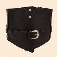 Punk Pin Buckle Wide Belt PU Leather Waistband Vintage Dress Coat Girdle