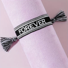 Tassel Letter Embroidered Fabric Bracelet Kids Accessories