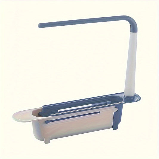 Telescopic Sink Storage Rack Adjustable Sponge Holder 2 in 1 Organizer