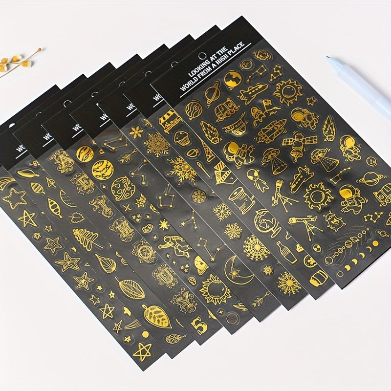 Bronzing Snowflake Star Stickers 80pcs - 8 Styles Starry Sky Constellations