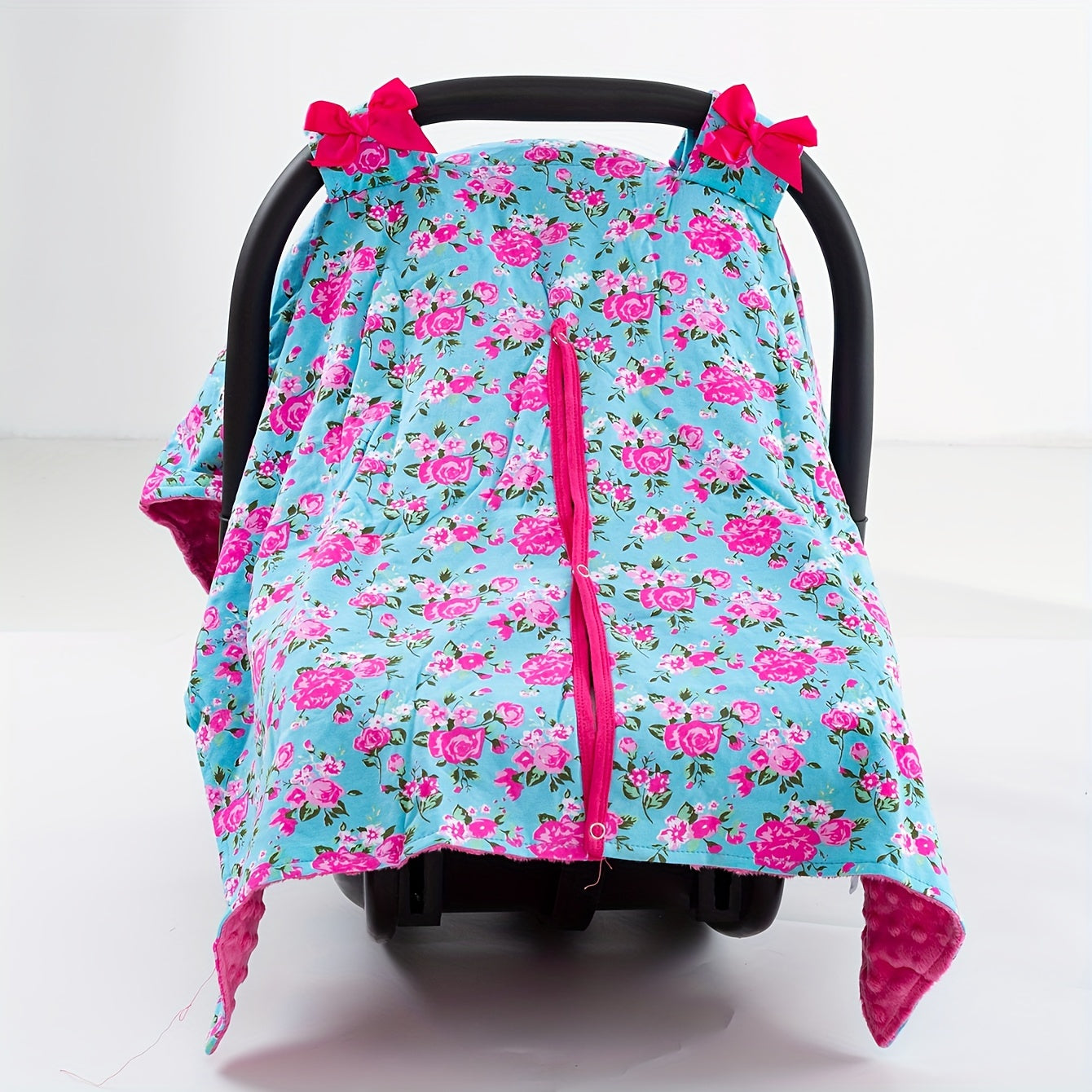 Pink Flowers Print Girls Car Seat Sunshade Cover Canopy