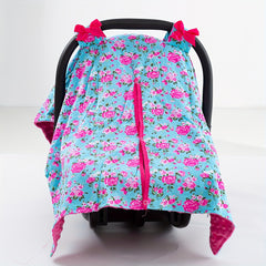 Pink Flowers Print Girls Car Seat Sunshade Cover Canopy
