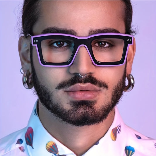 Men's Vintage Rectangle Glasses Anti Light Decorative Glasses