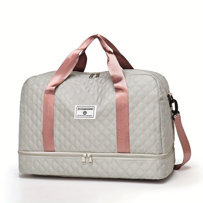 Argyle Pattern Luggage Bag Large Capacity Travel Duffle Bag