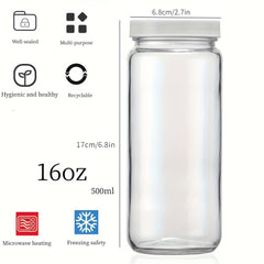 16oz Glass Juice Bottles with Lids and Straws - Perfect for Boba, Smoothies